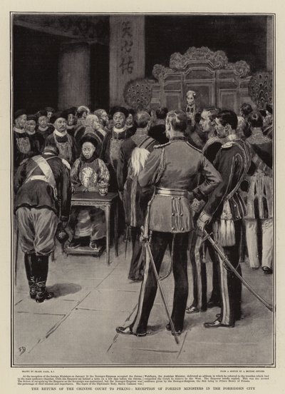 北京への中国の法廷の復帰、紫禁城での外相の受け入れ 作： Frank Dadd